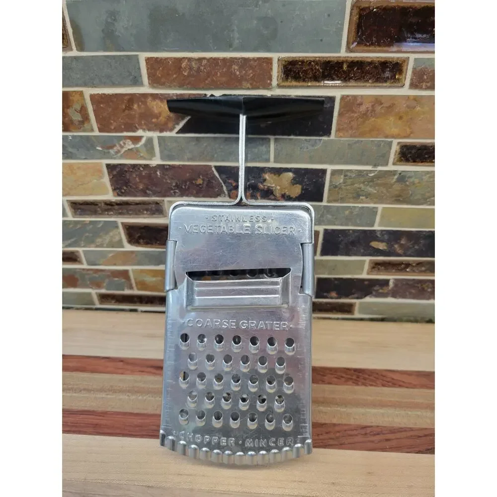 Vintage Stainless Steel Handheld Kitchen Grater Slicer Chopper Mincer Shredder